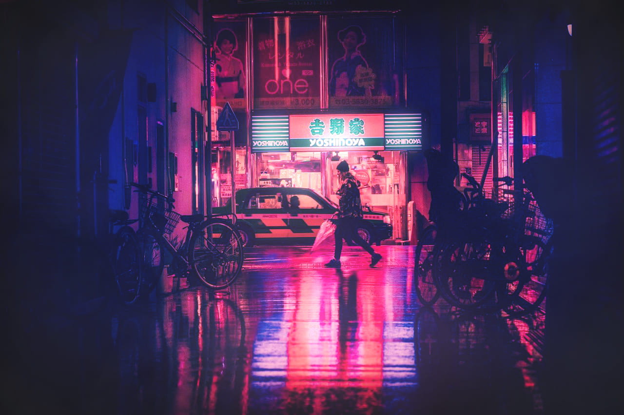 Retouche photo Séoul effet cyberpunk